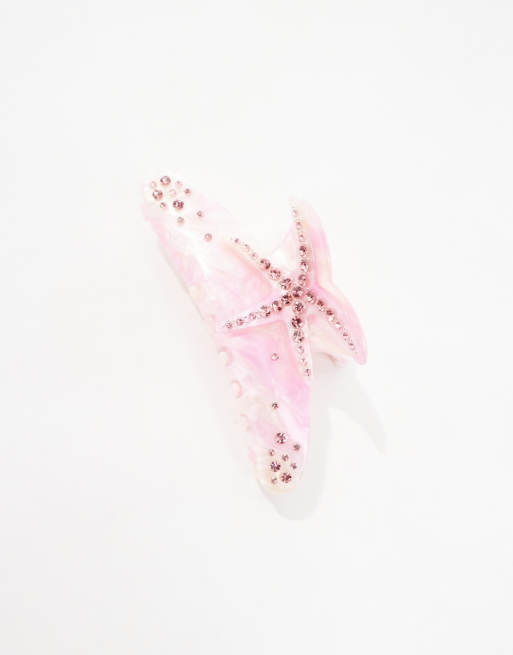 Pinza para el cabello rosa con gemas y detalle de estrella de mar exclusiva de Easilocks x ASOS, 2 de 3