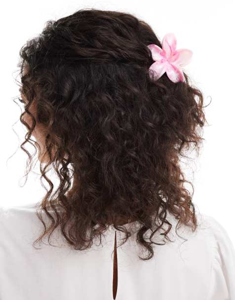 Pinza para el cabello rosa en forma de flor con acabado marmoleado de Pieces - view 1