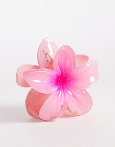 Pinza para el cabello rosa fucsia con diseño de flor de South Beach - view 1