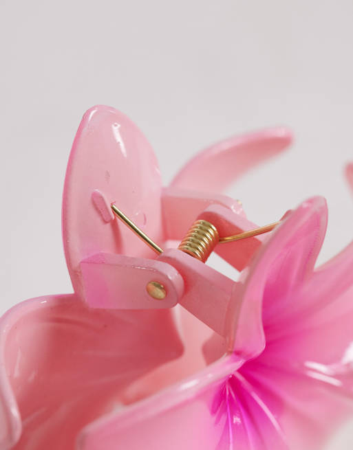 Pinza para el cabello rosa fucsia con diseño de flor de South Beach, 2 de 3