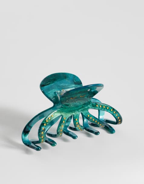 Pinza para el cabello verde oscuro con diseño de pulpo de Pieces - view 1