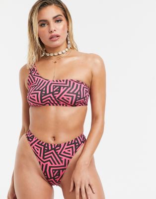 neon geometric swimsuit
