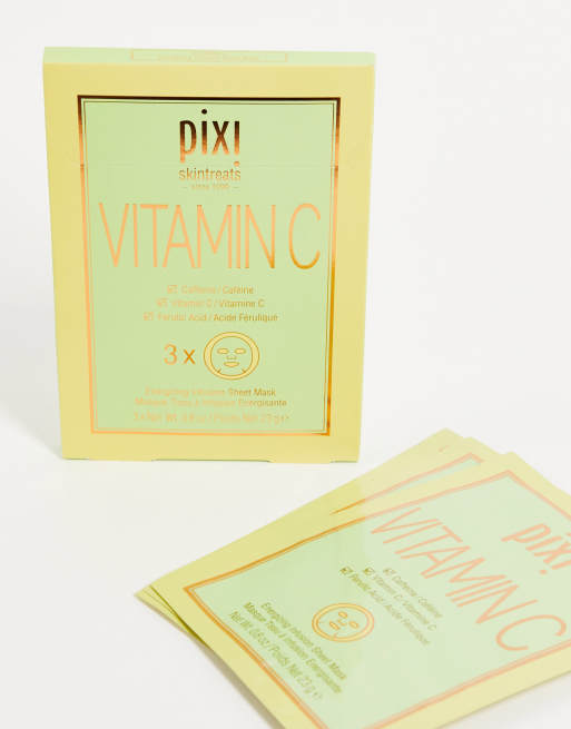 Pixi - Confezione da 3 maschere in tessuto illuminanti e rassodanti per il viso con vitamina C, 2 di 4
