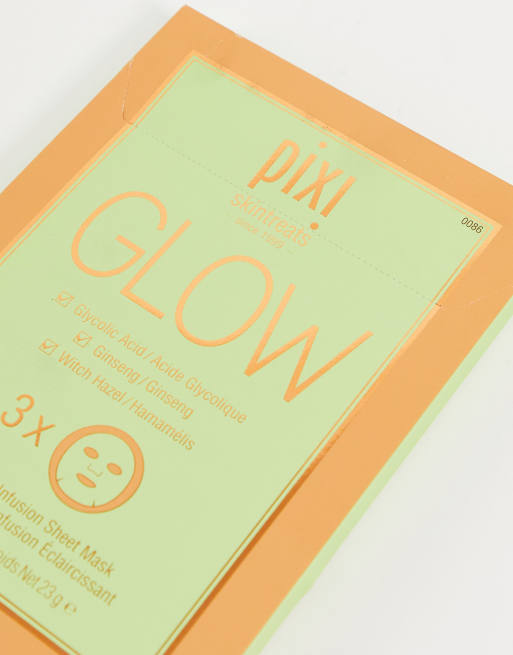 Pixi - Confezione da 3 maschere in tessuto illuminanti per il viso con acido glicolico, 2 di 4