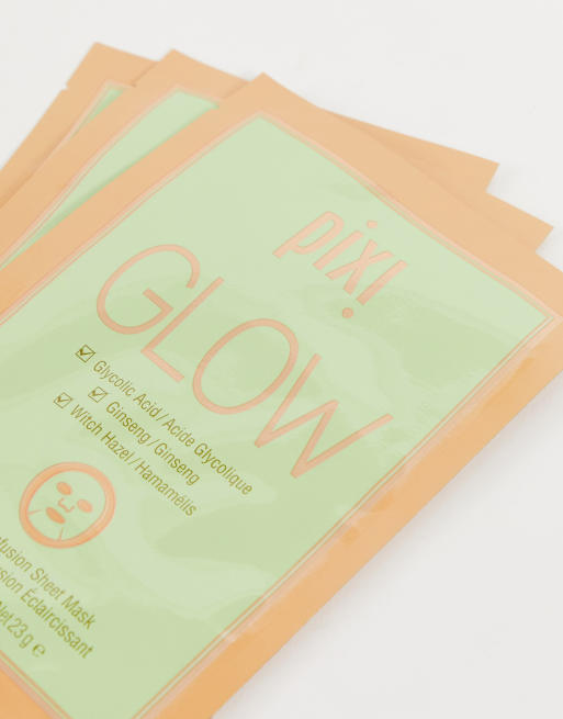 Pixi - Confezione da 3 maschere in tessuto illuminanti per il viso con acido glicolico, 4 di 4