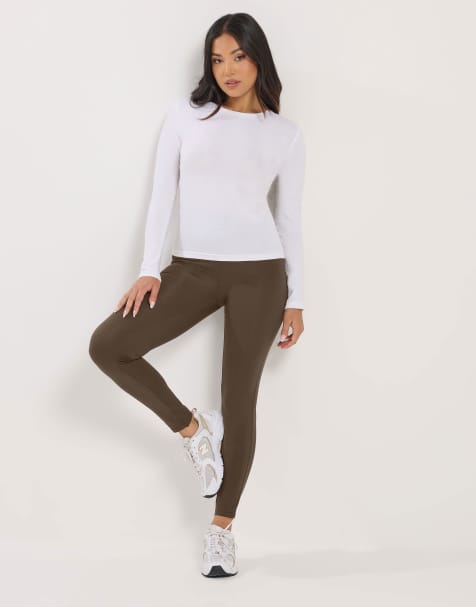 PixieGirl Petite 2 pack basic leggings in brown - view 1