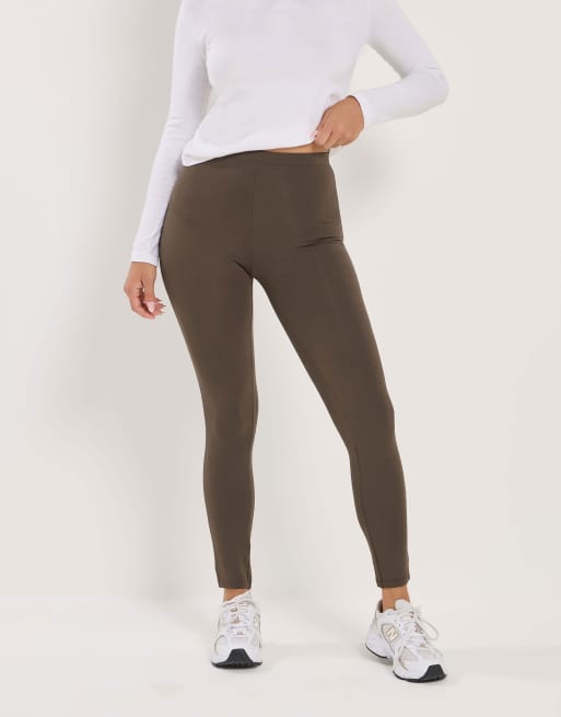 PixieGirl Petite 2 pack basic leggings in brown, 3 of 4