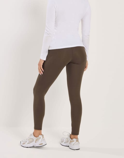 PixieGirl Petite 2 pack basic leggings in brown, 4 of 4