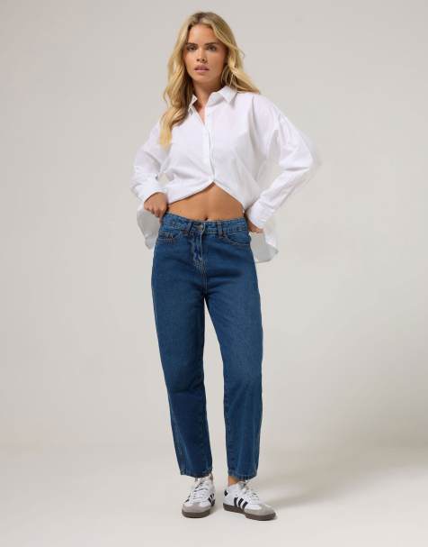 PixieGirl Petite barrel leg jeans in blue - view 1