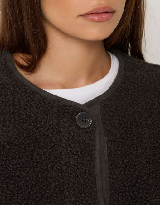 PixieGirl Petite borg jacket in brown, 4 of 4