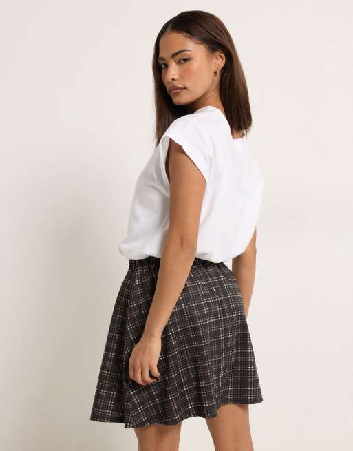 PixieGirl Petite check mini skirt in brown, 2 of 4
