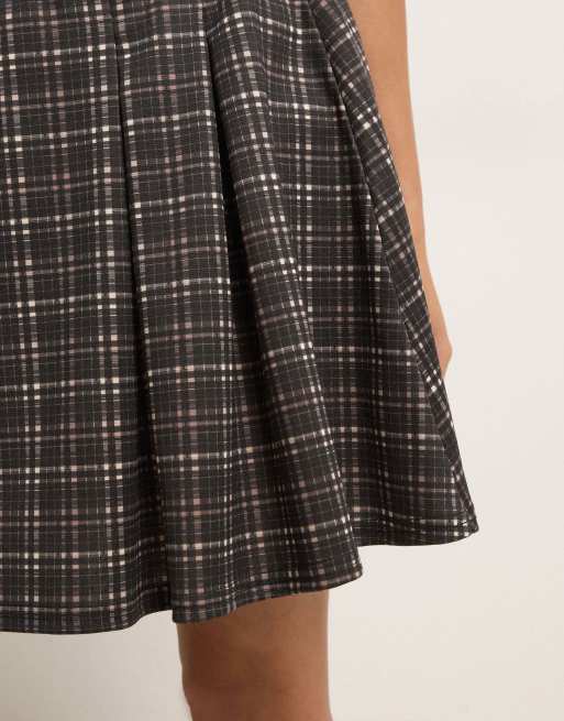 PixieGirl Petite check mini skirt in brown, 3 of 4