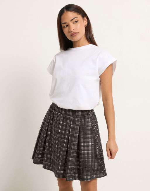 PixieGirl Petite check mini skirt in brown, 4 of 4