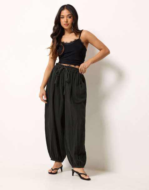 PixieGirl Petite cheesecloth balloon trousers in black - view 1