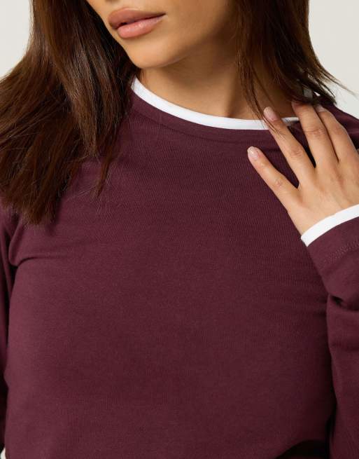 PixieGirl Petite contrast long sleeve t-shirt in red, 4 of 4