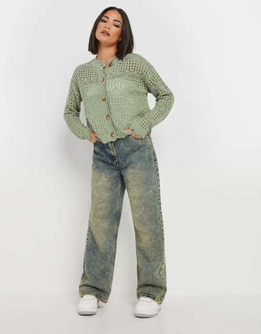 PixieGirl Petite crochet cardigan in green, 2 of 3