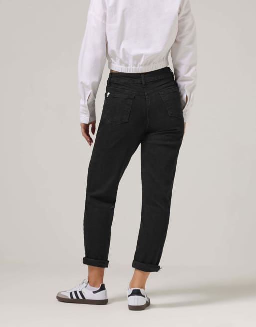 PixieGirl Petite denim mom jeans in black, 3 of 4