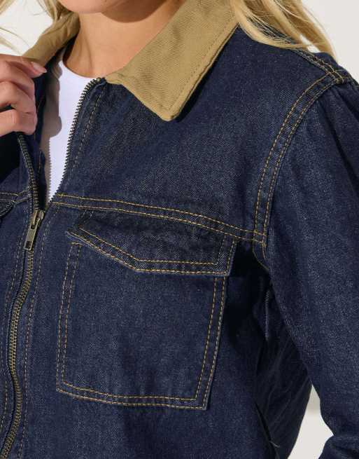 PixieGirl Petite denim trucker jacket in blue, 4 of 4