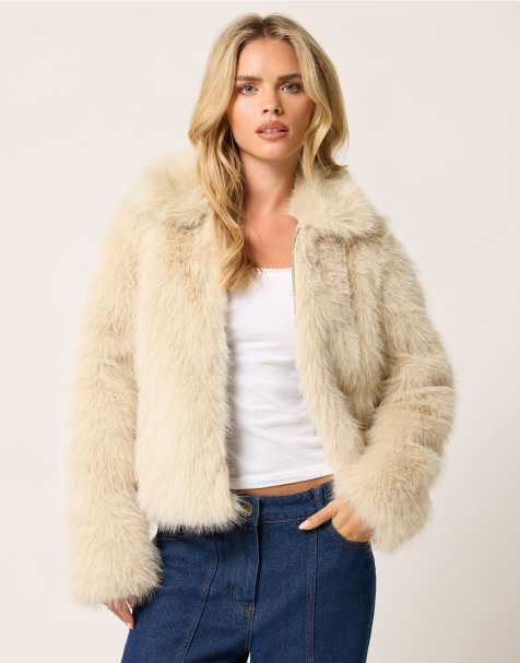 PixieGirl Petite faux fur coat in ivory - view 1