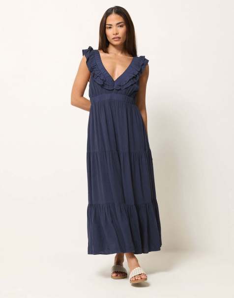 PixieGirl Petite frill maxi dress in blue
