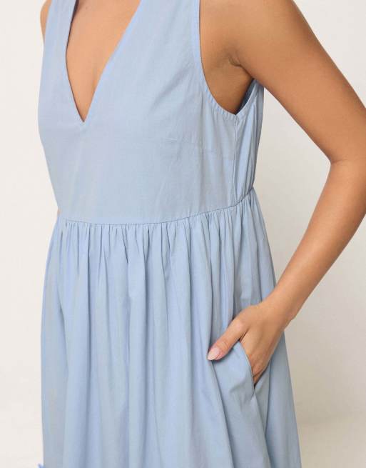 PixieGirl Petite frill tiered maxi dress in blue, 2 of 4