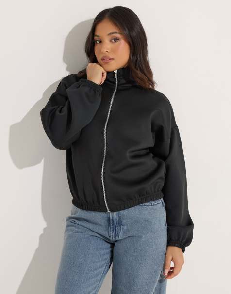 PixieGirl Petite funnel neck jacket in black