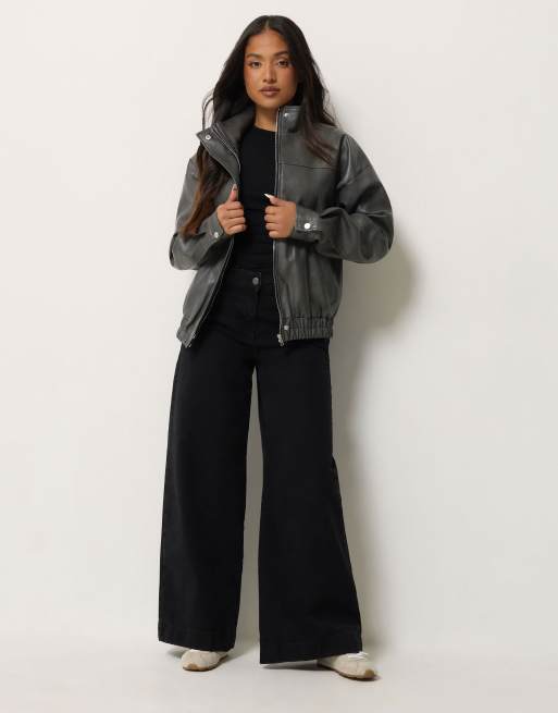 PixieGirl Petite funnel neck jacket in grey, 2 of 4