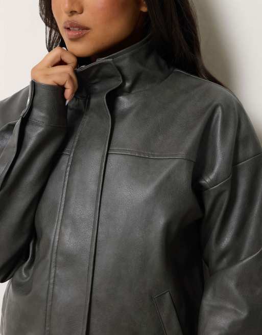 PixieGirl Petite funnel neck jacket in grey, 4 of 4