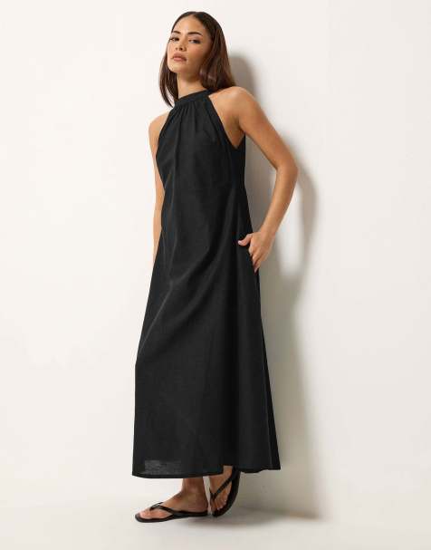 PixieGirl Petite halter neck maxi dress in black - view 1