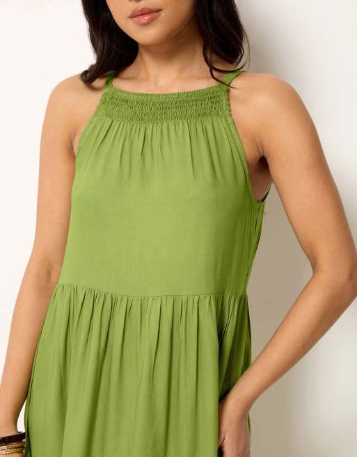 PixieGirl Petite halter neck maxi dress in green, 4 of 4
