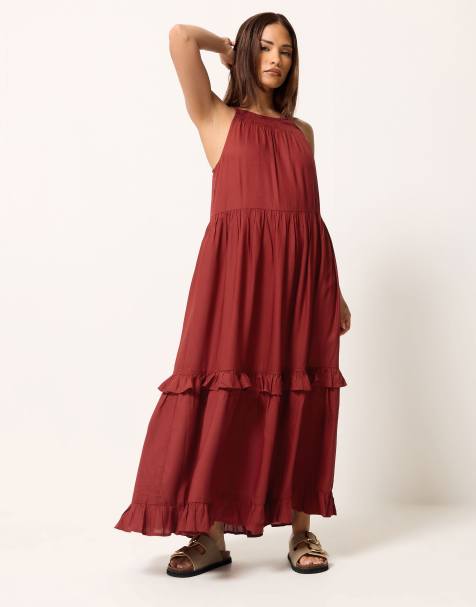 PixieGirl Petite halter neck maxi dress in red - view 1