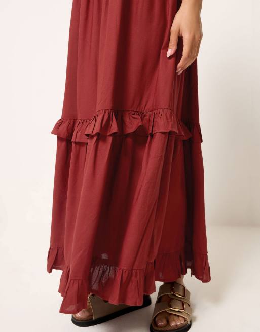 PixieGirl Petite halter neck maxi dress in red, 4 of 4