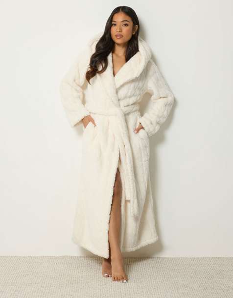 PixieGirl Petite hooded dressing gown in ivory - view 1