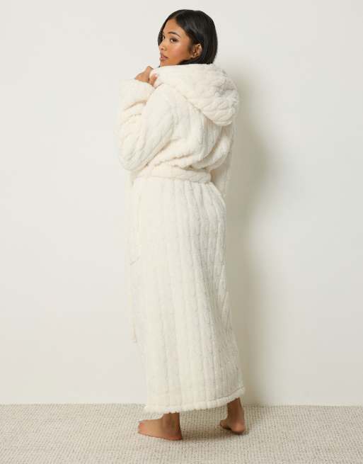 PixieGirl Petite hooded dressing gown in ivory, 3 of 4