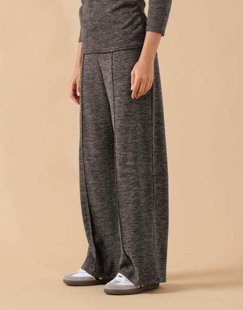 PixieGirl Petite marl wide leg trousers in brown