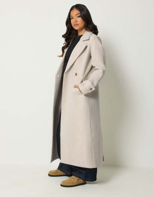 PixieGirl Petite maxi city coat in natural, 2 of 4