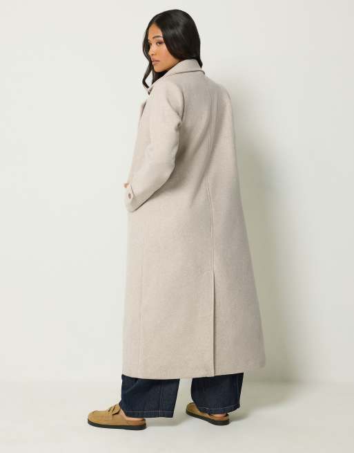 PixieGirl Petite maxi city coat in natural, 3 of 4