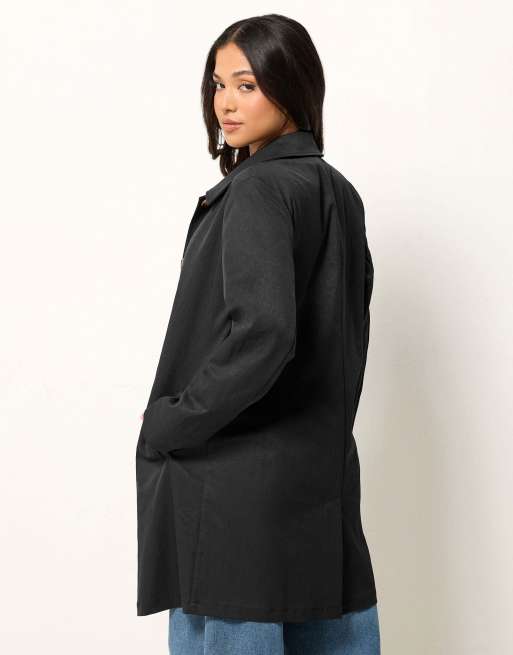 PixieGirl Petite midi car coat in black, 4 of 4