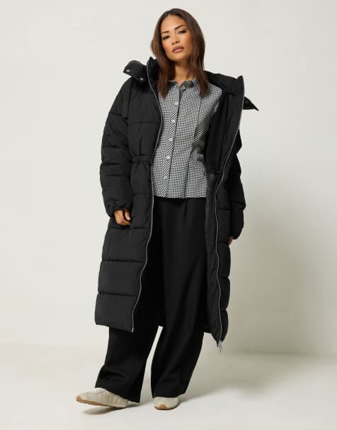 PixieGirl Petite midi padded coat in black - view 1