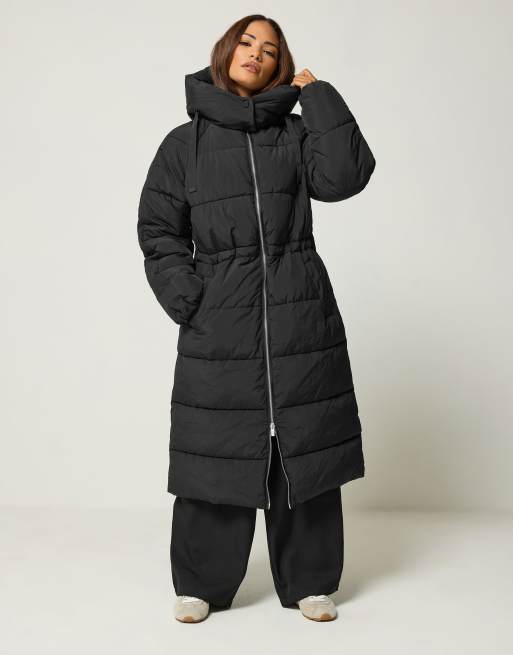 PixieGirl Petite midi padded coat in black, 2 of 4