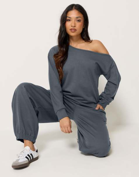 PixieGirl Petite off shoulder sweatshirt in blue - view 1