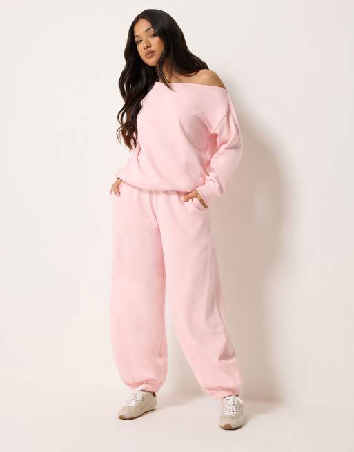 PixieGirl Petite off shoulder sweatshirt in pink, 2 of 4