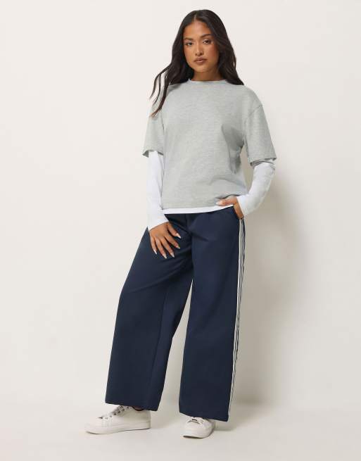PixieGirl Petite oversized layered t-shirt in grey, 2 of 4