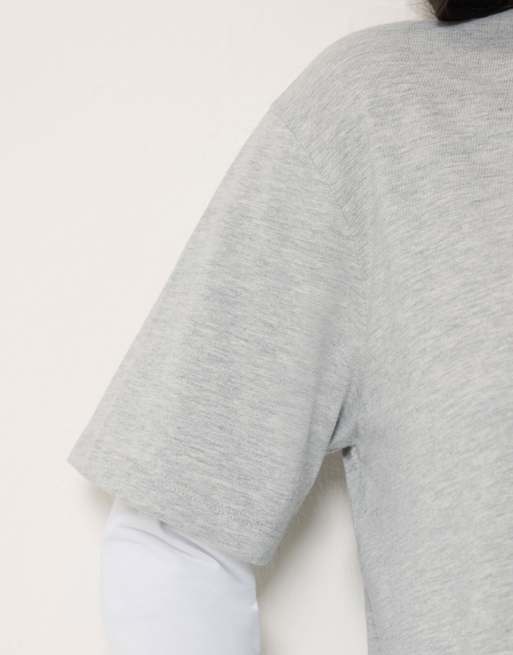 PixieGirl Petite oversized layered t-shirt in grey, 4 of 4
