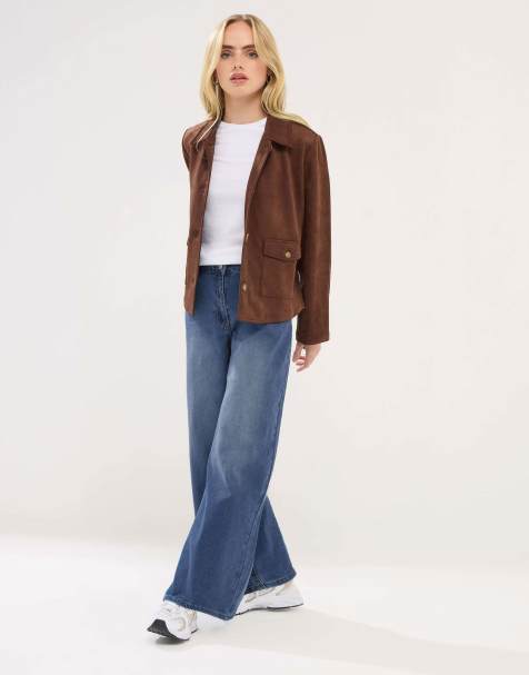 PixieGirl Petite palazzo wide leg jeans in blue - view 1