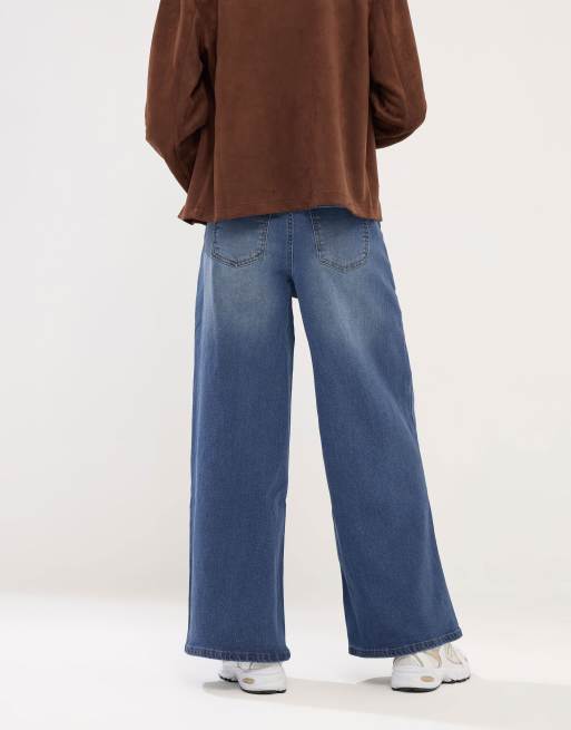 PixieGirl Petite palazzo wide leg jeans in blue, 3 of 4
