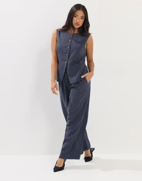 PixieGirl Petite pinstripe waistcoat in blue - view 1