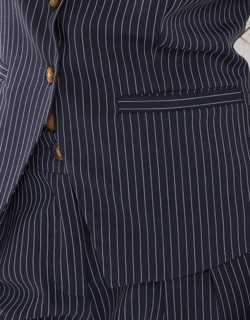 PixieGirl Petite pinstripe waistcoat in blue, 3 of 4