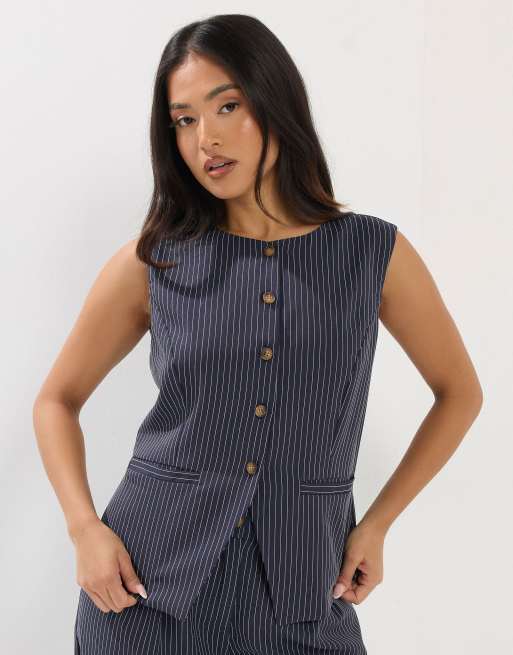 PixieGirl Petite pinstripe waistcoat in blue, 4 of 4