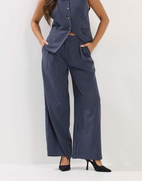 PixieGirl Petite pinstripe wide leg trouser and waistcoat - view 1